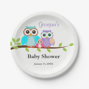 Assiettes en papier pour Baby Shower Fille Famille