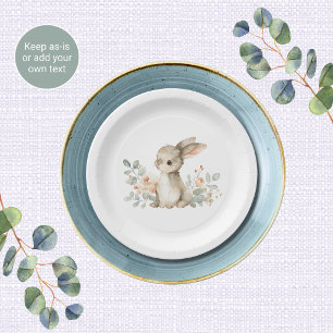 Assiettes en papier pour Baby Shower Lapin à l'aqu