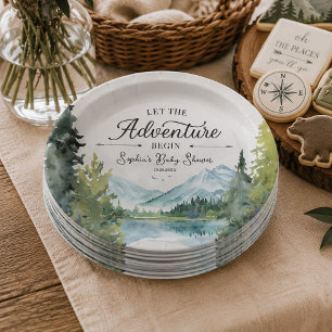 Assiettes en papier pour Baby Shower Let The Adven