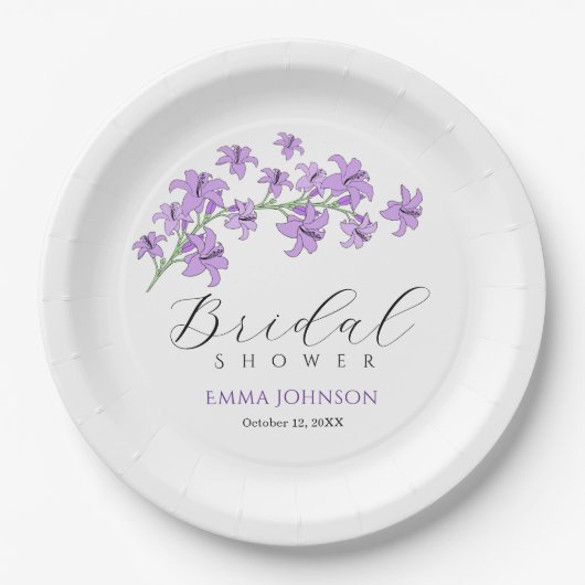 Assiettes en papier pour Baby Shower Mariée Lily L (Devant)