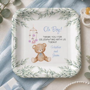 Assiettes en papier pour Baby Shower Oh Boy