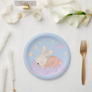 Assiettes en papier pour Baby Shower Pastel Bunny
