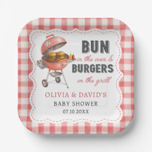 Assiettes en papier pour Baby Shower Red Gingham B