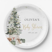 Assiettes en papier pour Baby Shower Sapin de Noël