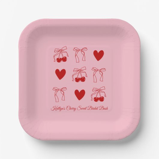 Assiettes en papier pour Baby Shower thème Cerise (Recto)