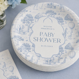 Assiettes en papier pour Baby Shower Toile De Jouy
