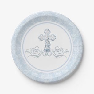 Assiettes en papier pour baptême de garçon