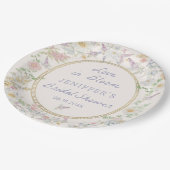 Assiettes en papier pour douche de mariage floral  (Angle)