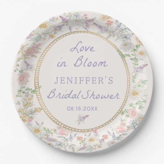 Assiettes en papier pour douche de mariage floral  (Devant)