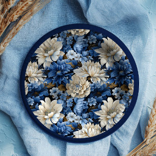 Assiettes en papier pour fête à motif floral blanc