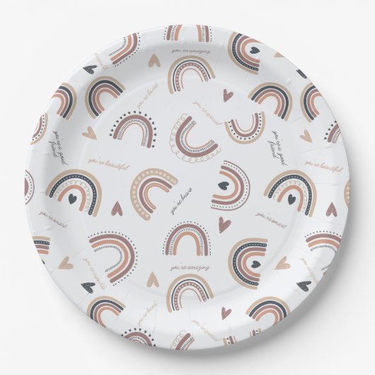 Assiettes en papier pour fête à thème arc-en-ciel  (Devant)
