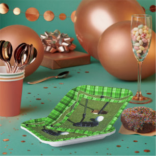 Assiettes en papier pour fête avec motif tartan ve