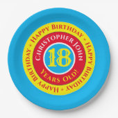 Assiettes en papier pour fête d'anniversaire 18 an (Devant)