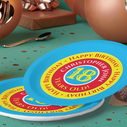 Assiettes en papier pour fête d'anniversaire 18 an