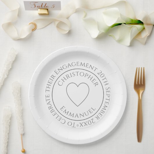 Assiettes en papier pour fête de fiançailles (Mariage)