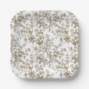 Assiettes en papier pour fête de jardin aux branch