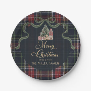 Assiettes en papier pour fête de Noël prépa Tartan