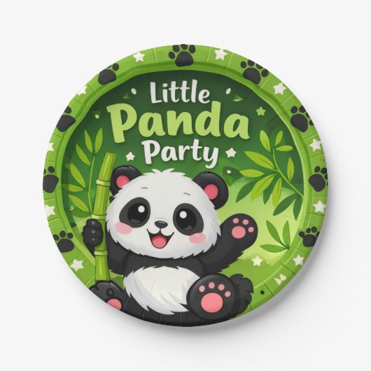 Assiettes en papier pour fête de Petit Panda (Devant)