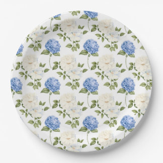 Assiettes en papier pour fête florales d'hortensia