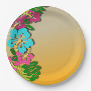 Assiettes en papier pour fête luau hawaïenne
