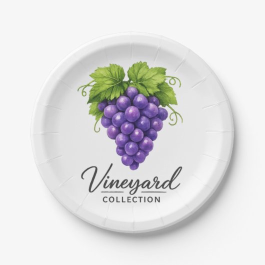 Assiettes en papier pour fête rustique au raisin d (Devant)