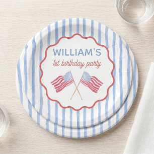 Assiettes en papier pour garçon avec thème 4 juill
