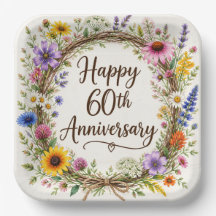 Assiettes en papier pour le 60e anniversaire de ma