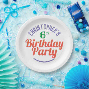 Assiettes en papier pour le 6ème anniversaire d'un