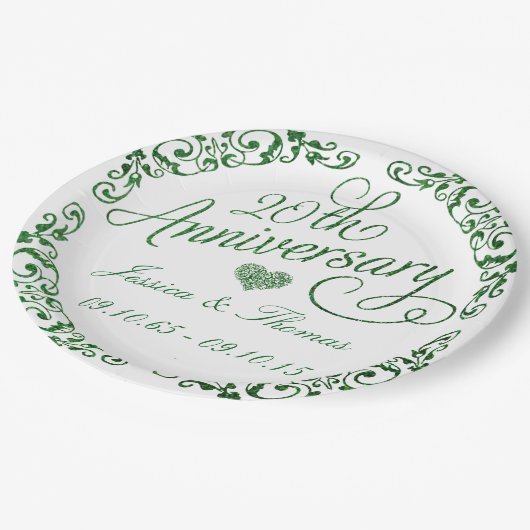 Assiettes en papier pour les 20 ans de mariage d'é (Angle)