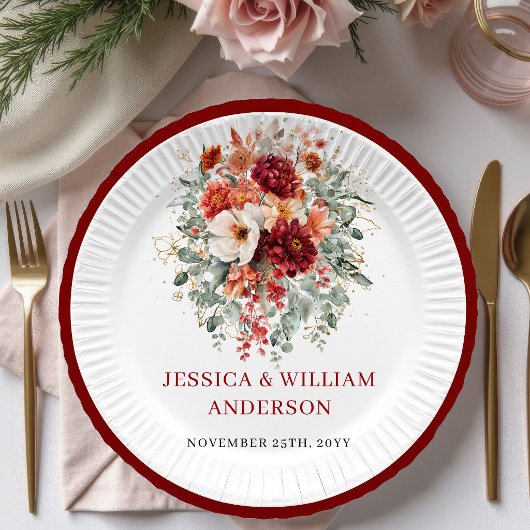 Assiettes en papier pour mariage avec verdure mode
