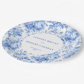 Assiettes en papier pour mariage classiques bleu m (Angle)