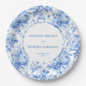 Assiettes en papier pour mariage classiques bleu m (Devant)