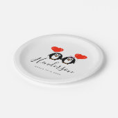 Assiettes en papier pour mariage de manchots migno (Angle)