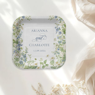 Assiettes en papier pour mariage floral jardin pri