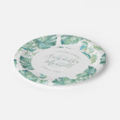 Assiettes en papier pour mariage Tropical Greenery (Angle)