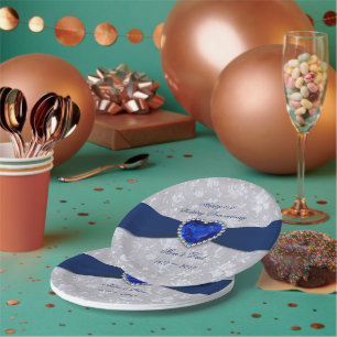 Assiettes en papier pour noces de damas 45 ans de 