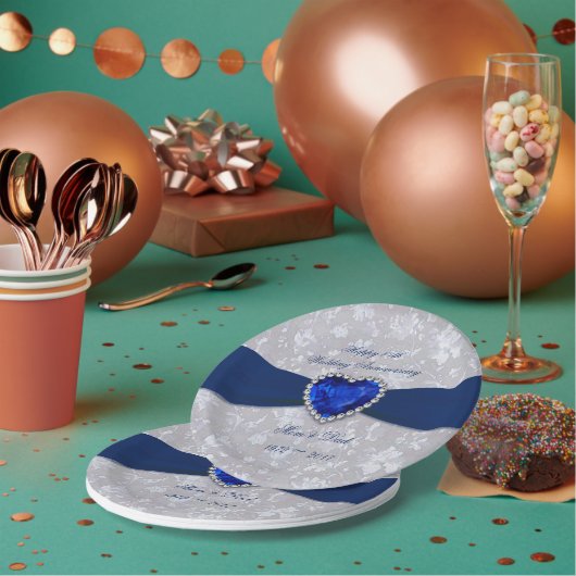 Assiettes en papier pour noces de damas 45 ans de (Multi)