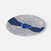 Assiettes en papier pour noces de damas 45 ans de (Angle)