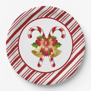 Assiettes en papier pour Noël au bonbon en canne