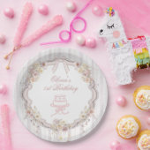 Assiettes en papier pour premier anniversaire Bow  (Fête)