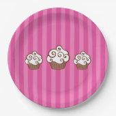 Assiettes en papier rayées pour Cupcake  (Devant)