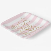 Assiettes en papier rayées rose Sugar and Spice (Angulaire)