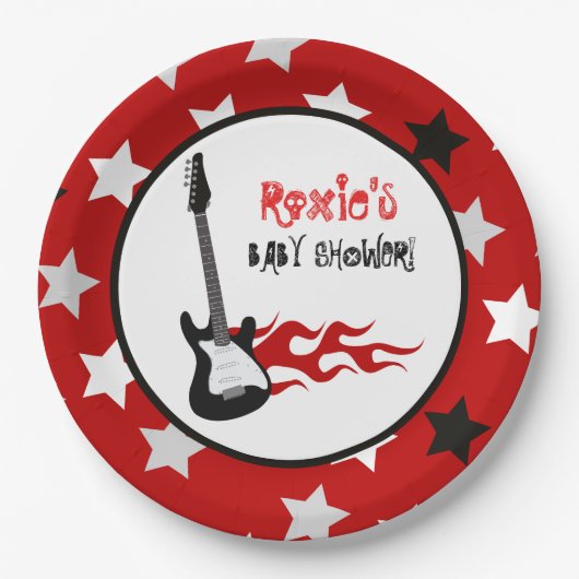 Assiettes en papier Red Rock Star Rock-a-Bye (Devant)