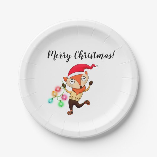 Assiettes en papier renard de Noël (Devant)