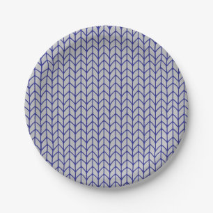 Assiettes en papier rondes de 7" en tricot gris bl