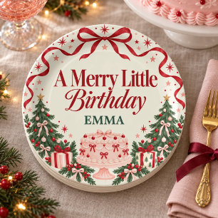 Assiettes en Papier Rose Cake Bow Anniversaire de