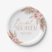 Assiettes en papier rose gold florales boho (Devant)