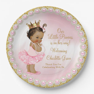 Assiettes en papier Rose Gold Princess Baby Shower