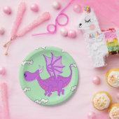 Assiettes en papier rose mignon dragon (Fête)