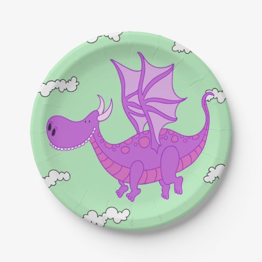 Assiettes en papier rose mignon dragon (Devant)